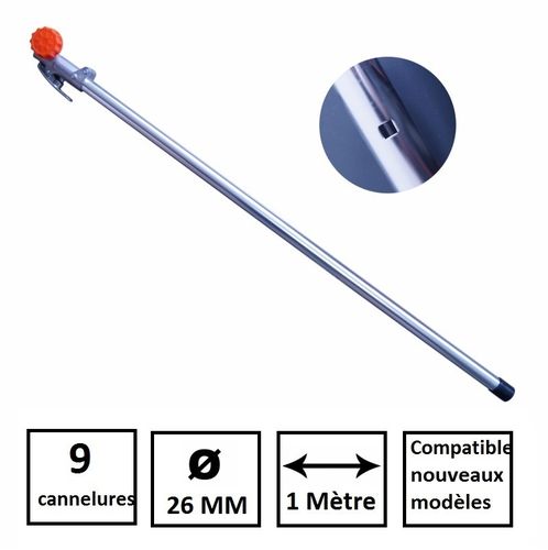 Rallonge pour multifonction 5 en 1 ( outil sur perche )  tube 26 mm , axe rond 9 cannelures